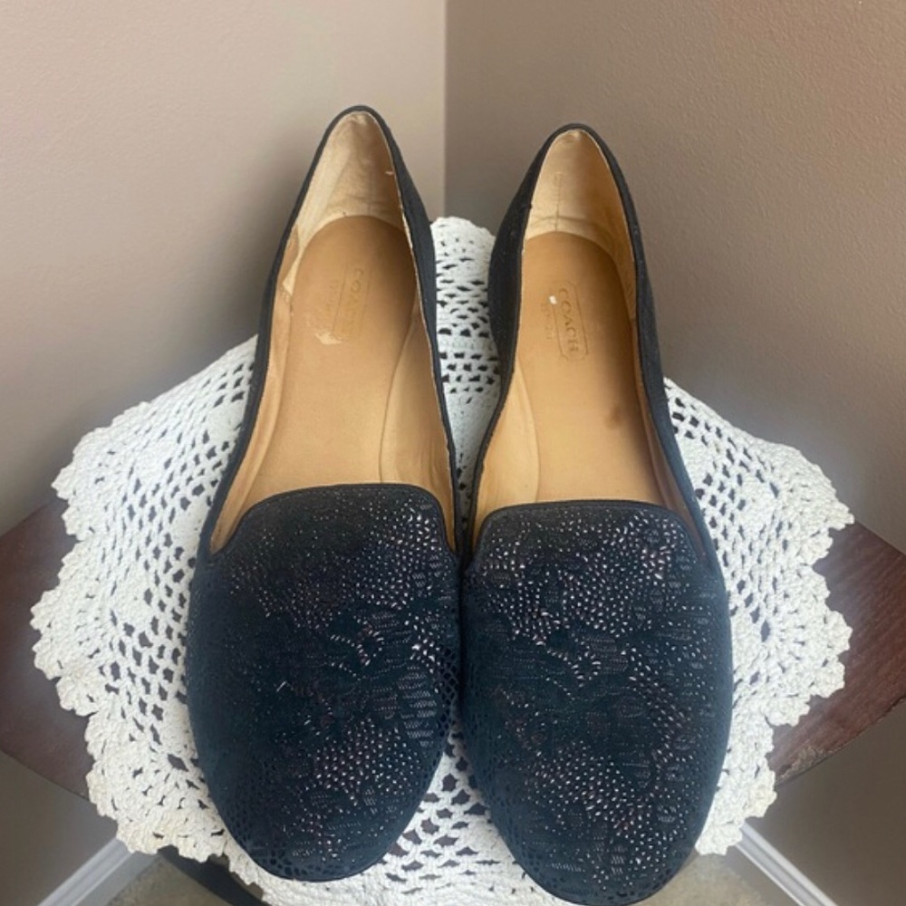 Coach Gold and Black Flats